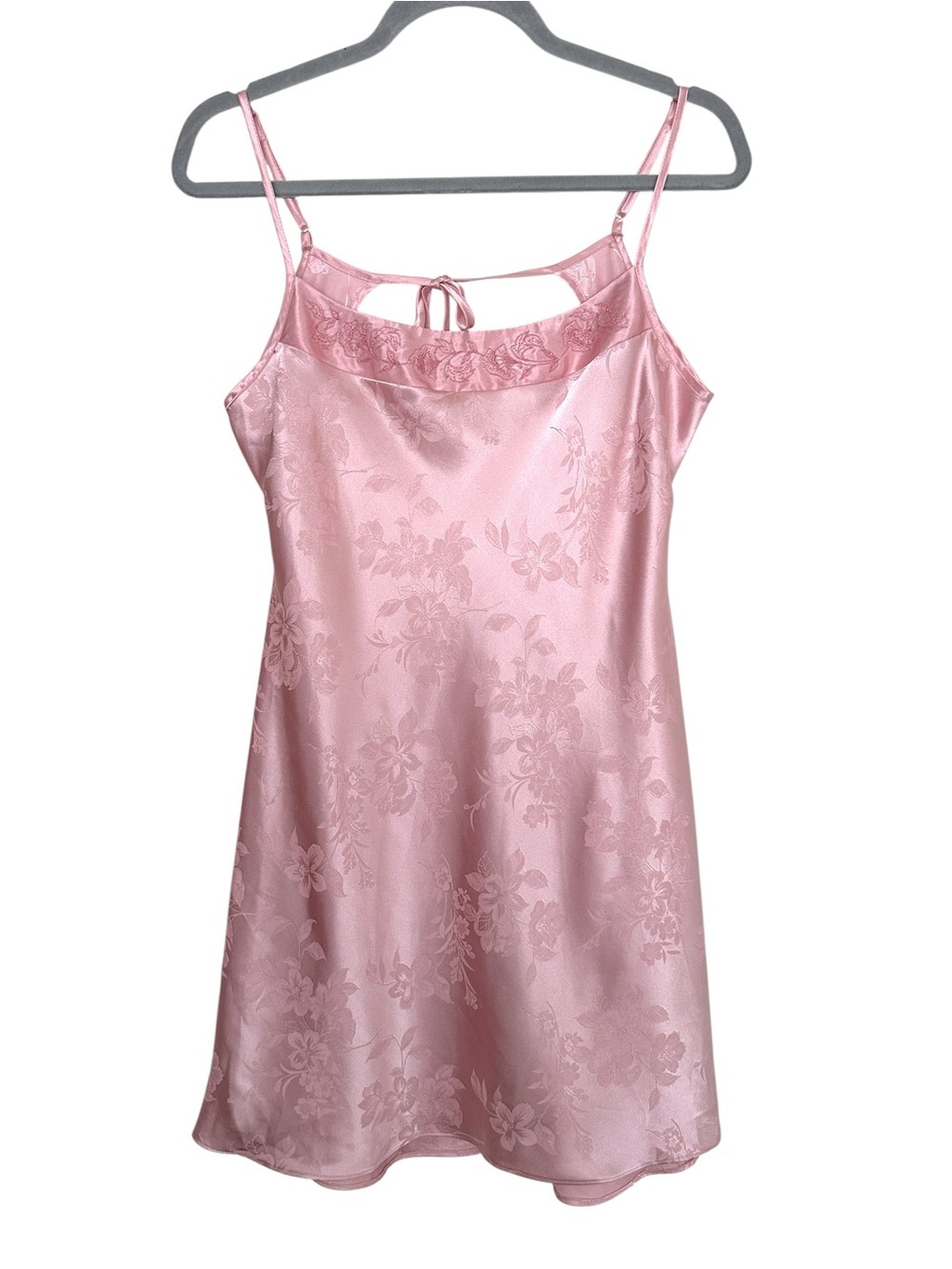 JONES New York Y2K Pink Jacquard Satin Chemise Romantic Coquette Loungewear S
